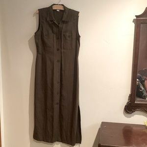 Votre Nom Paris Olive Green Linen Blend Dress M/L